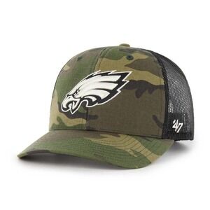 '47 Brand Philadelphia Eagles NFL Trucker‎ Adjustable Hat Embroidered Camo/Black